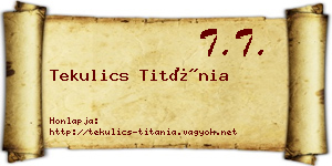 Tekulics Titánia névjegykártya